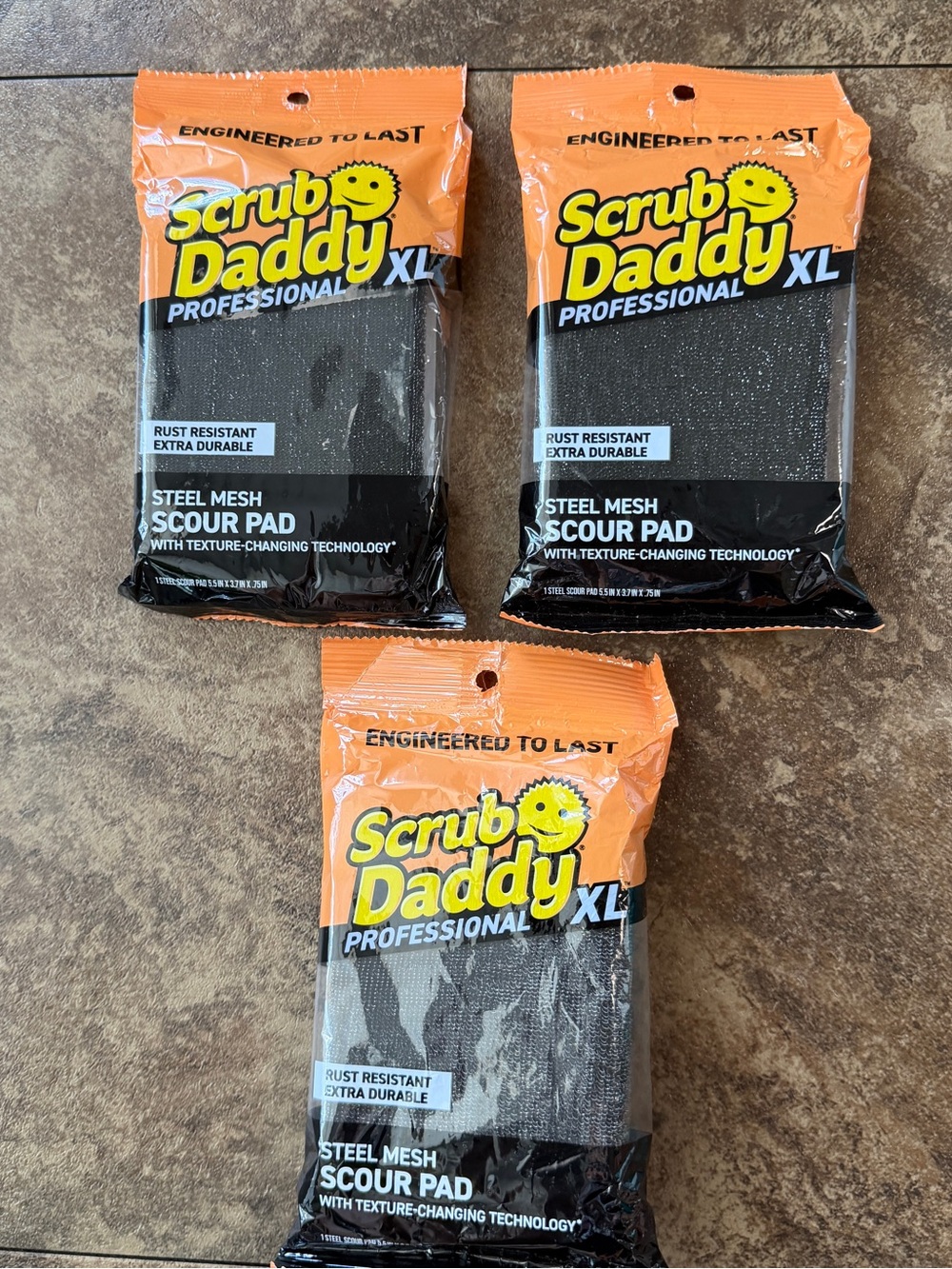 Set Of 3 Scrub Daddy Steel Mesh Scour Pads XL Rust Resistant